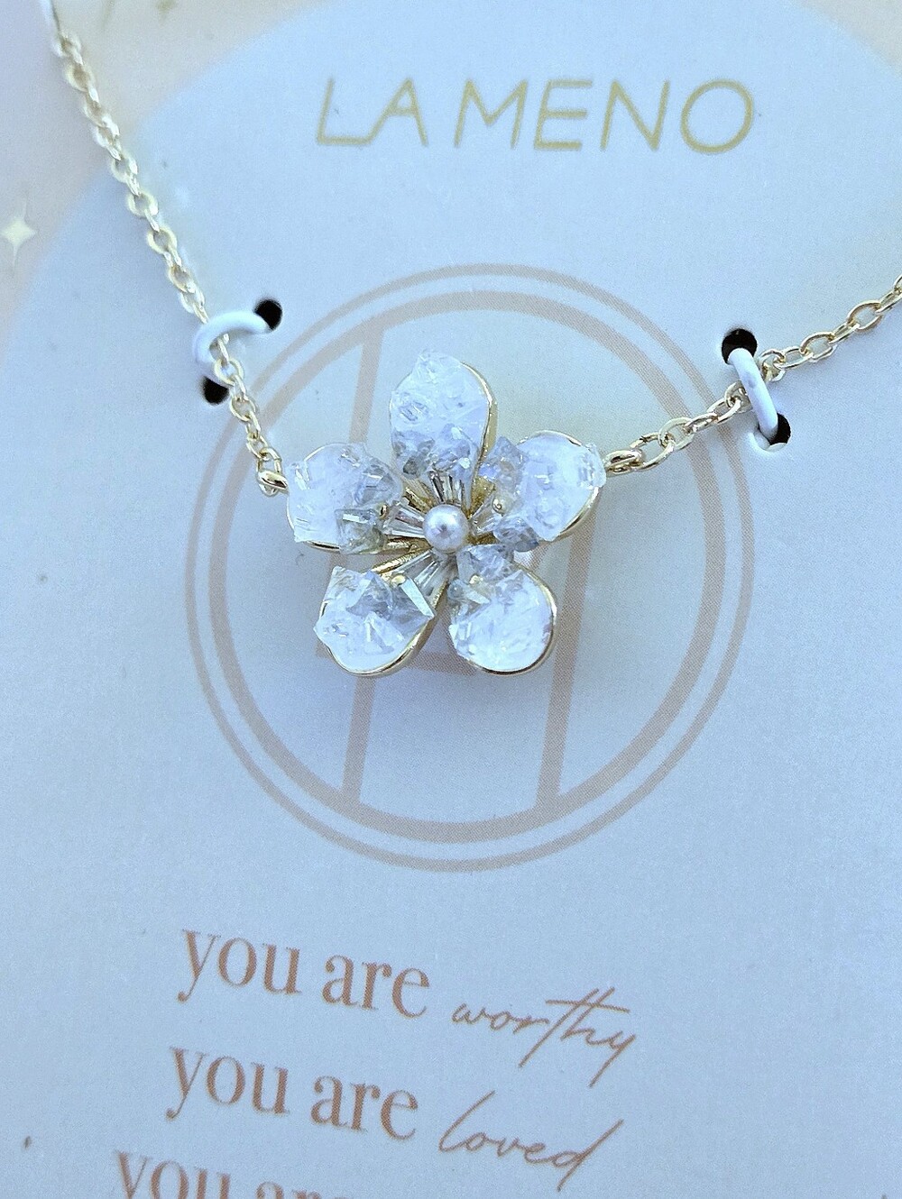 La Meno Stationary Druzy Flower🌸 Pendant Necklace - NIB - Picture 15 of 15